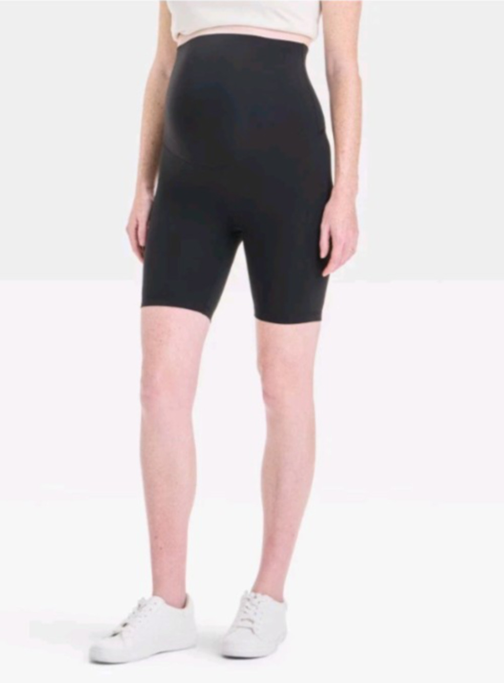 Over Belly Womens High-Rise Active Maternity Bike Shorts Black XL All Trimesters